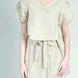 Buttondown with Pleated Sleeves Top