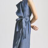 Tencel Denim Belted Ruffle Dress