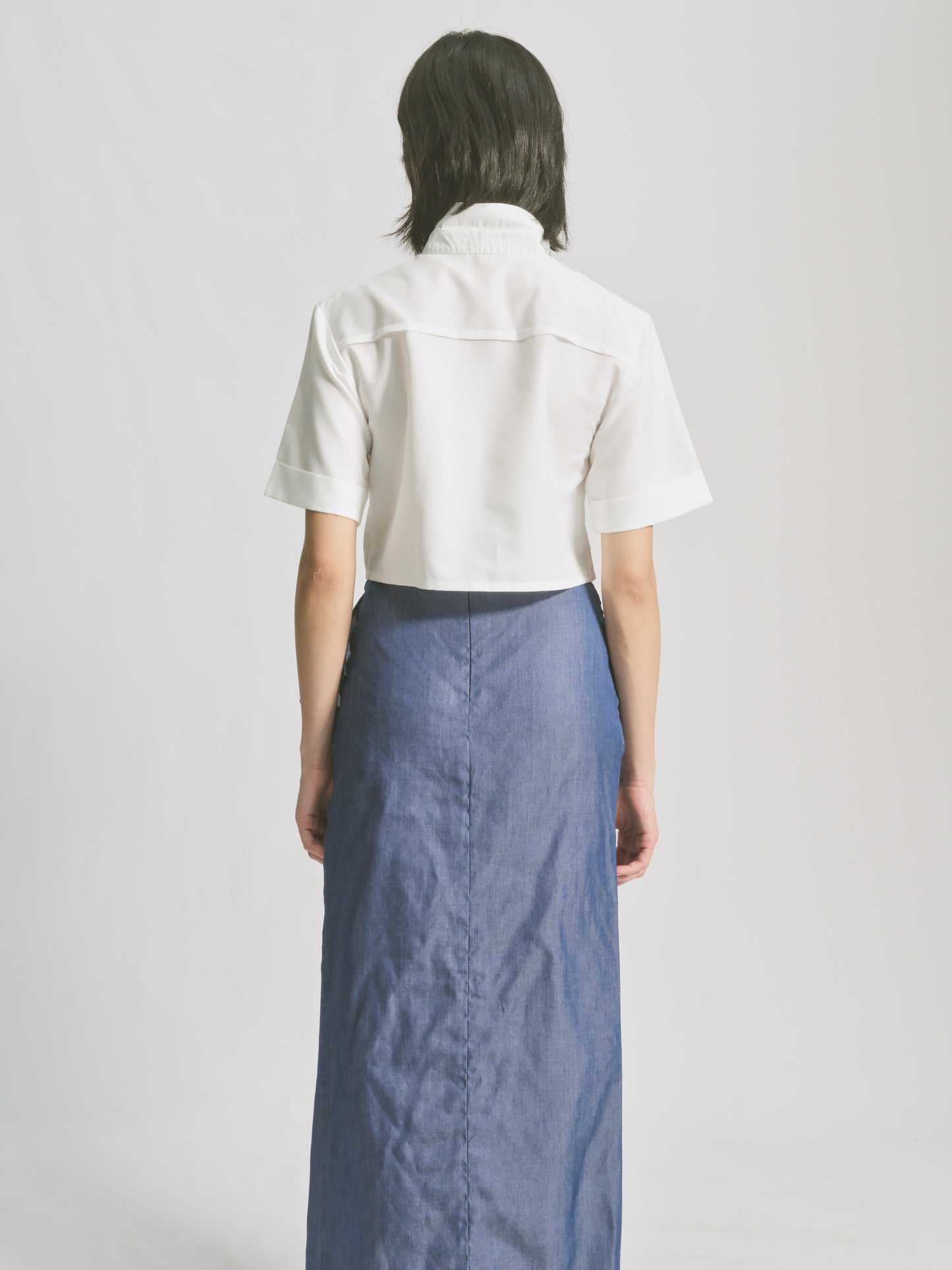 Tencel Denim Side Ruffle Skirt