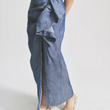 Tencel Denim Side Ruffle Skirt