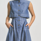 Tencel Denim Open Back Shirt Dress