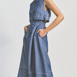 Tencel Denim Open Back Shirt Dress