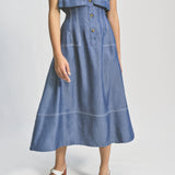 Tencel Denim Open Back Shirt Dress