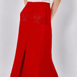 EMBROIDERED PANELED SKIRT