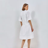 PUFF SLEEVE PLEAT SHIRTDRESS