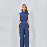 TENCEL DENIM ROMPER WITH OPEN BACK
