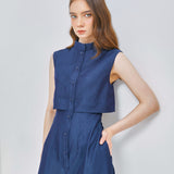 TENCEL DENIM ROMPER WITH OPEN BACK