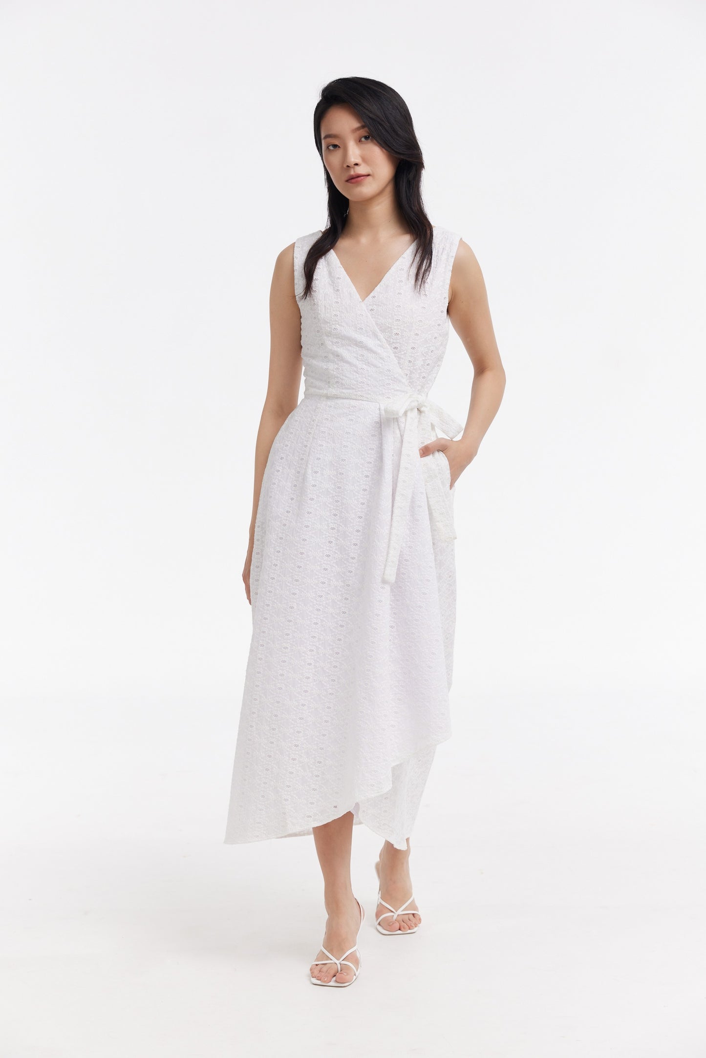Broderie Anglaise wrap over dress
