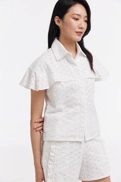 Broderie Anglaise Flutter sleeve shirt