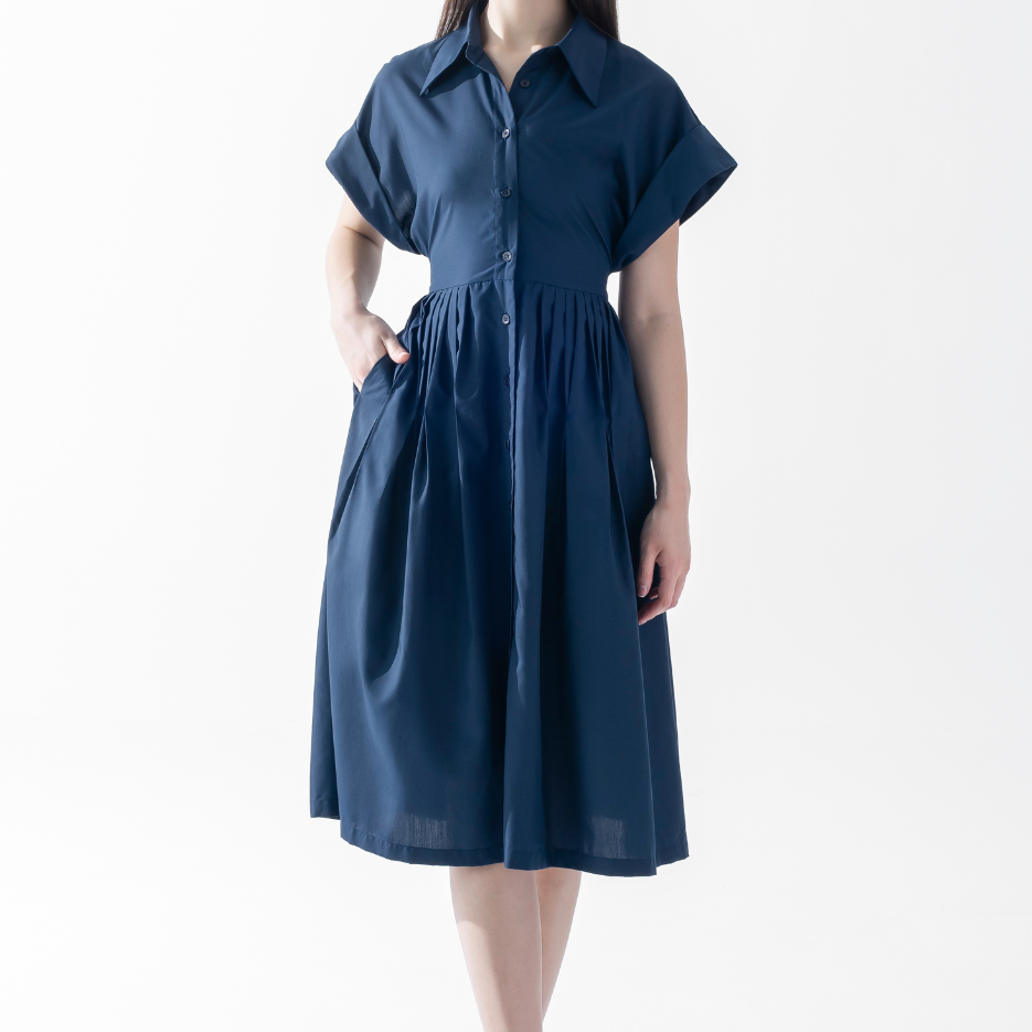 Pleat Detail Shirtdress