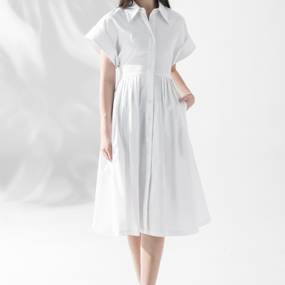 Pleat Detail Shirtdress